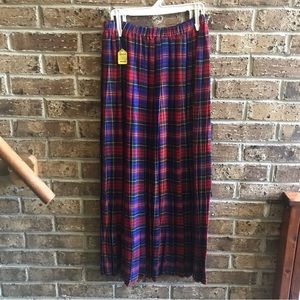 VTG 80s Plaid Pleated Midi Maxi Skirt